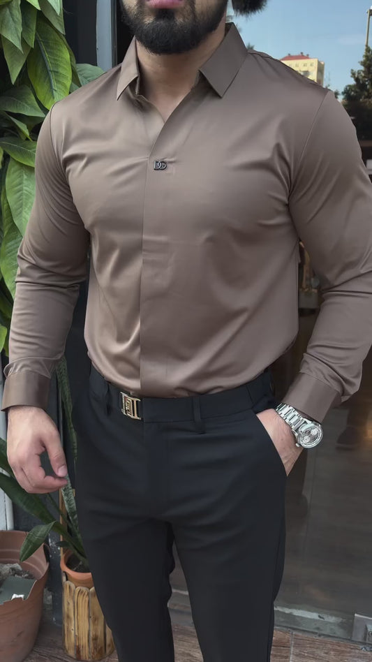 Bakur renk gömlek ve pantolon takım